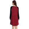 GYS Womens Long Sleeve Nightgowns Viscose from bamboo Sleepwear Soft Christmas Pajama Dress(Red Plaid)