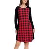 GYS Womens Long Sleeve Nightgowns Viscose from bamboo Sleepwear Soft Christmas Pajama Dress(Red Plaid)