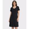 GYS Bamboo Viscose Nightgown for Women, Button Down Sleepshirt with Pockets, Short Sleeves Nightshirt, Comfy Sleepwear Pajama(Black)