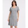 GYS Bamboo Viscose Nightgown for Women, Button Down Sleepshirt with Pockets, Short Sleeves Nightshirt, Comfy Sleepwear Pajama(Heather Grey)