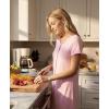 GYS Bamboo Viscose Nightgown for Women, Button Down Sleepshirt with Pockets, Short Sleeves Nightshirt, Comfy Sleepwear Pajama(Pink)