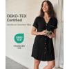 GYS Bamboo Viscose Nightgowns for Women Soft Button Down Short Sleeve Summer V Neck Sleep Dress(Black)