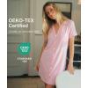 GYS Bamboo Viscose Nightgowns for Women Soft Button Down Short Sleeve Summer V Neck Sleep Dress(Pink)