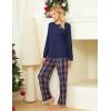 GYS Women’s Pajama Sets Bamboo Viscose Long Sleeve Sleepwear with Pants Soft Pjs Lounge Set Ladies Loungewear(Navy Plaid/Straight-leg)