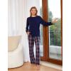 GYS Women’s Pajama Sets Bamboo Viscose Long Sleeve Sleepwear with Pants Soft Pjs Lounge Set Ladies Loungewear(Navy Plaid/Straight-leg)