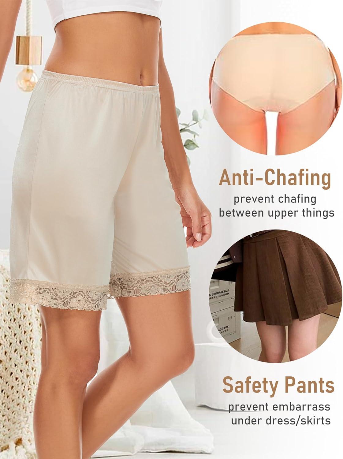 imageGYS Slip Shorts Culotte for Women Split Skirt Lace Pettipants BloomerBlackbeige
