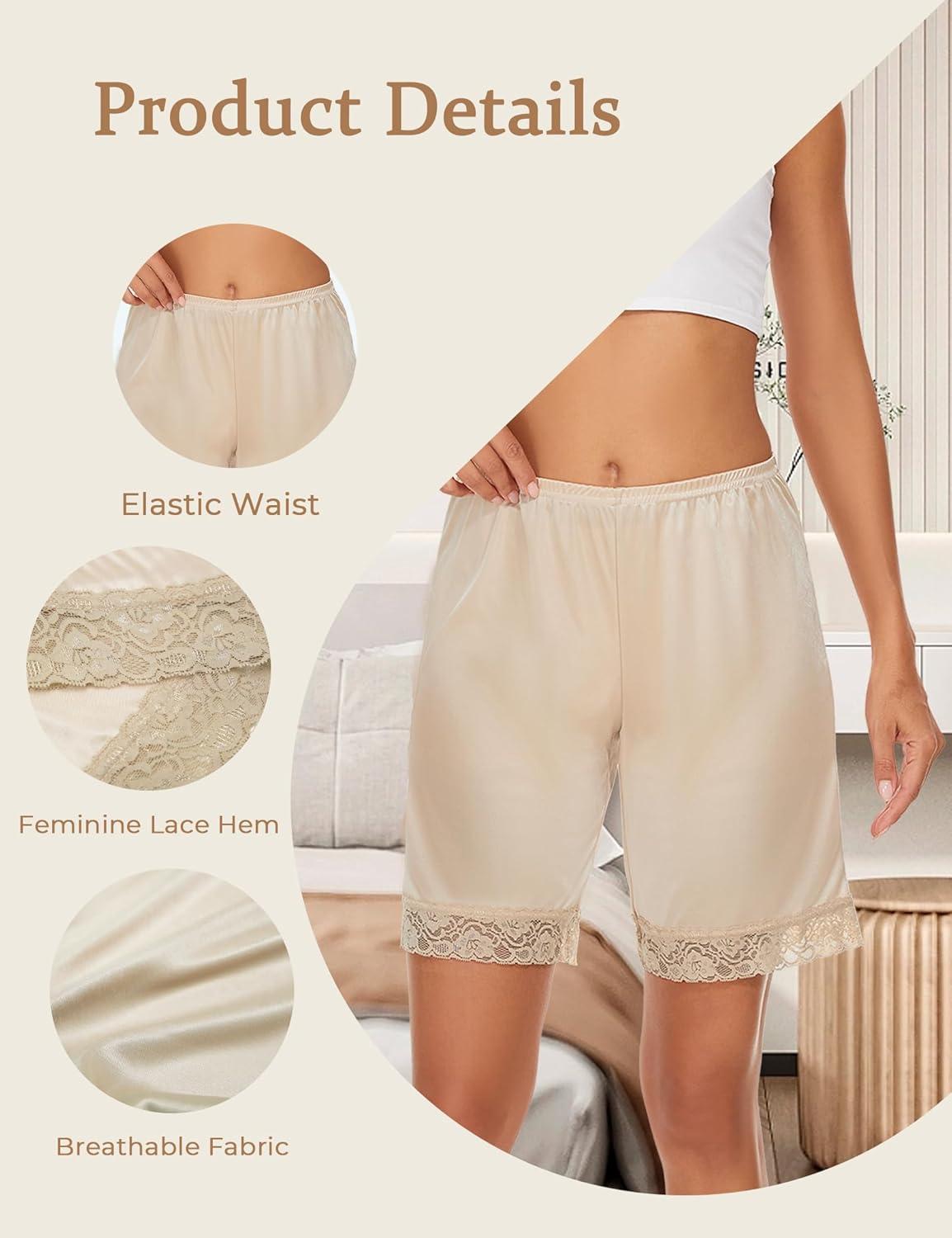 imageGYS Slip Shorts Culotte for Women Split Skirt Lace Pettipants BloomerBlackbeige