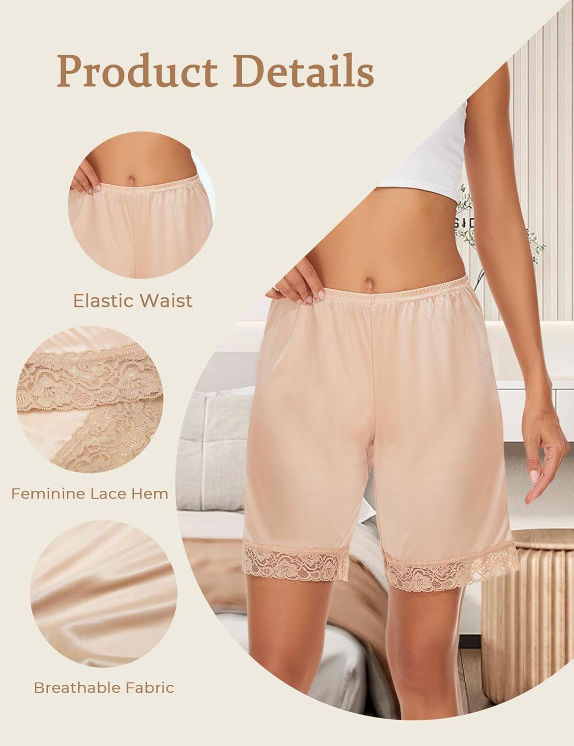 imageGYS Slip Shorts Culotte for Women Split Skirt Lace Pettipants BloomerBlacknude