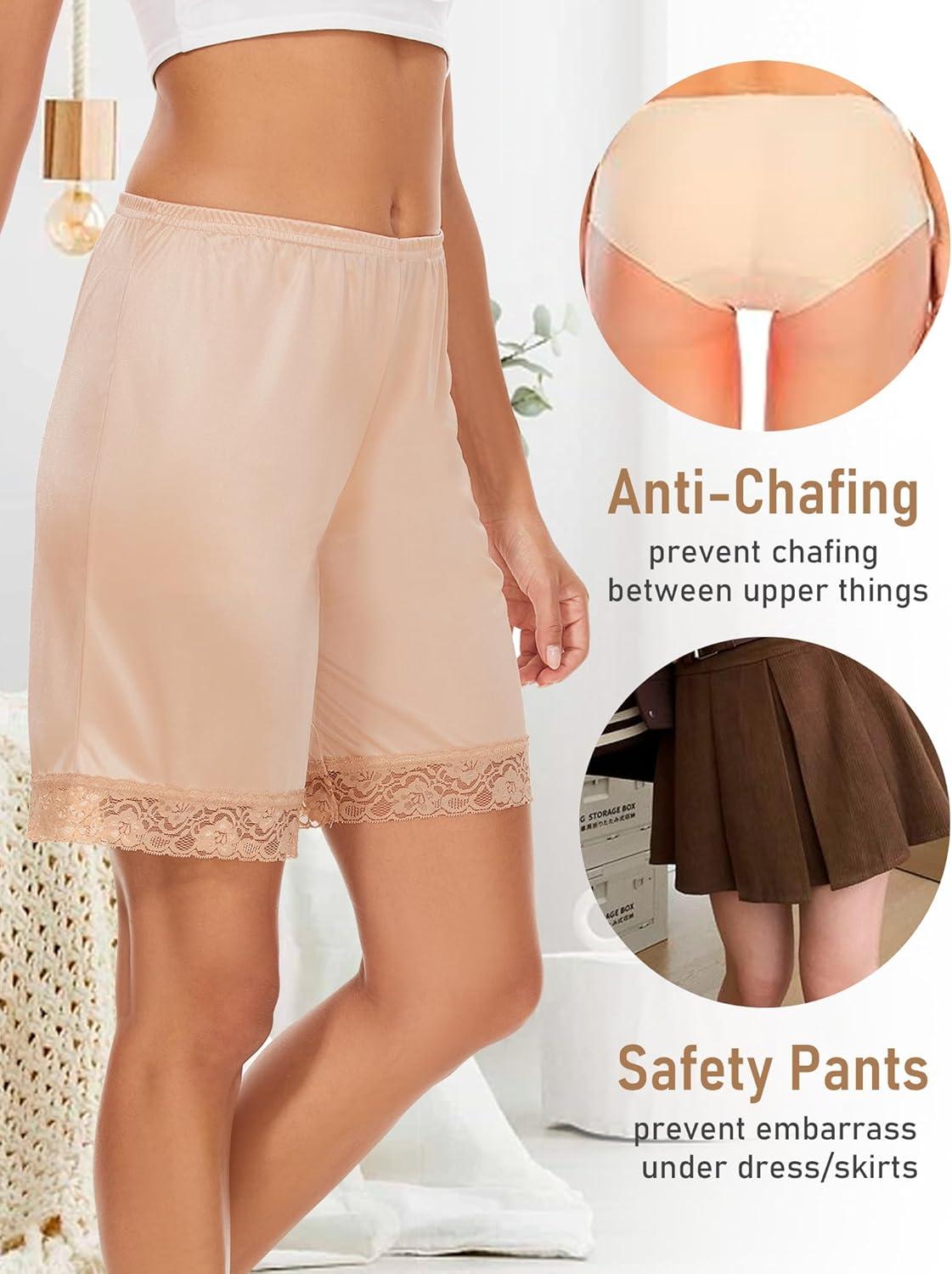 imageGYS Slip Shorts Culotte for Women Split Skirt Lace Pettipants BloomerBlacknude