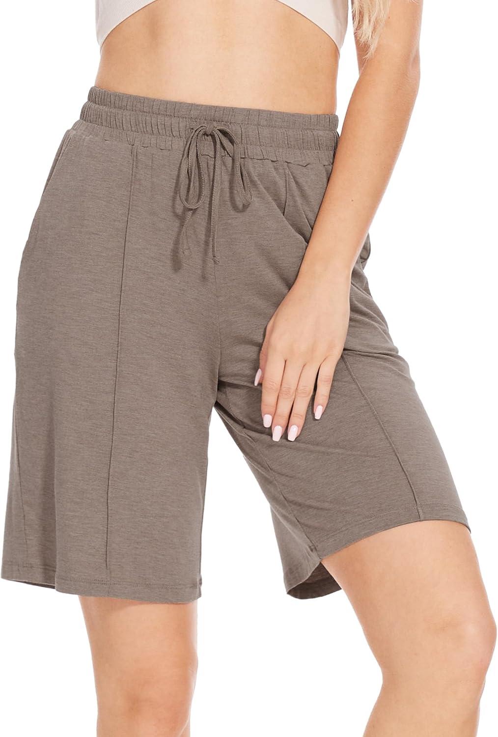 imageGYS Womens Soft Comfy Bamboo Viscose Pajama Shorts with PocketsCamel