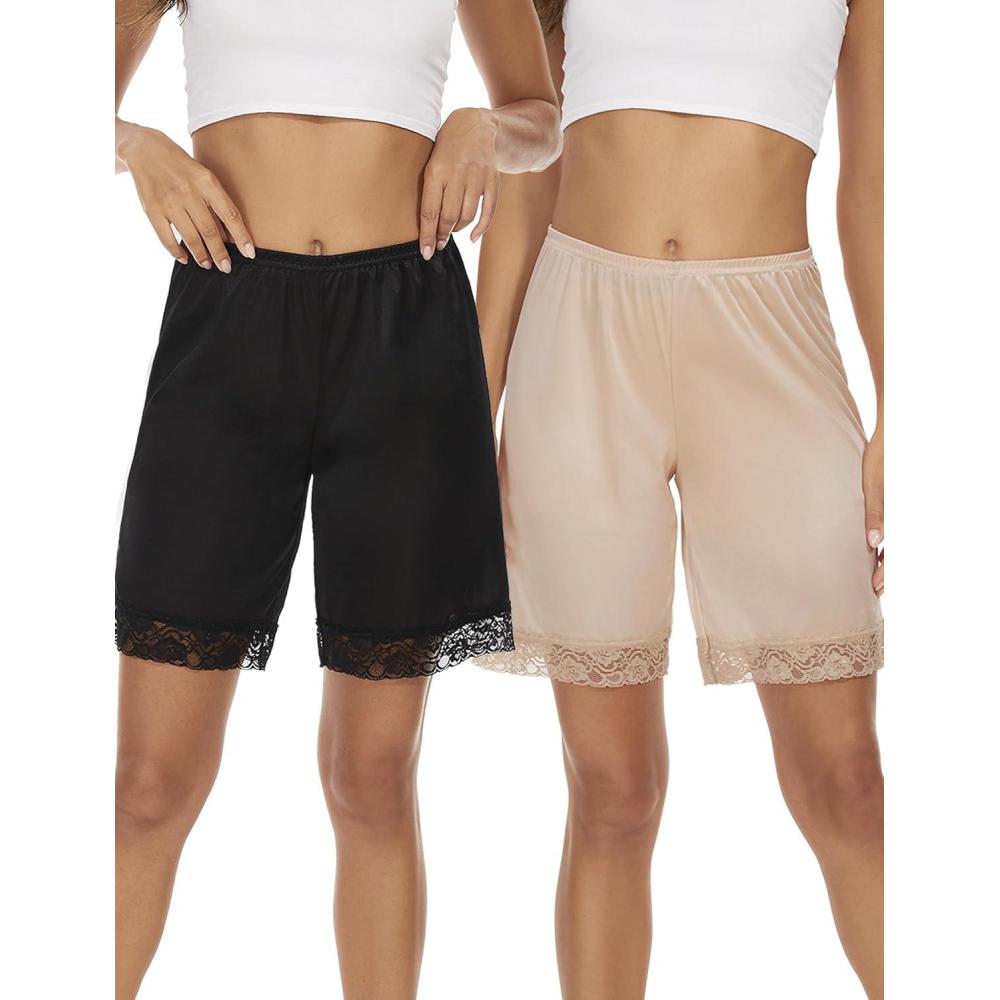 imageGYS Slip Shorts Culotte for Women Split Skirt Lace Pettipants BloomerBlacknude