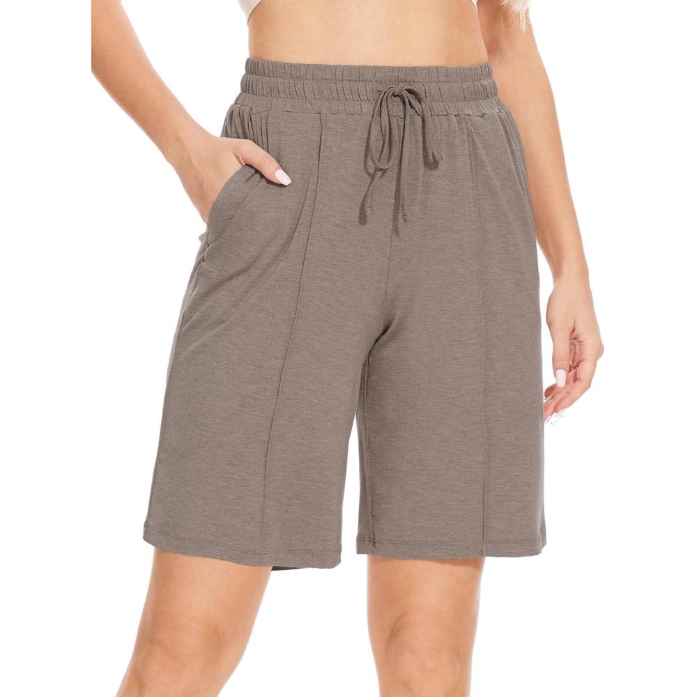 imageGYS Womens Soft Comfy Bamboo Viscose Pajama Shorts with PocketsCamel