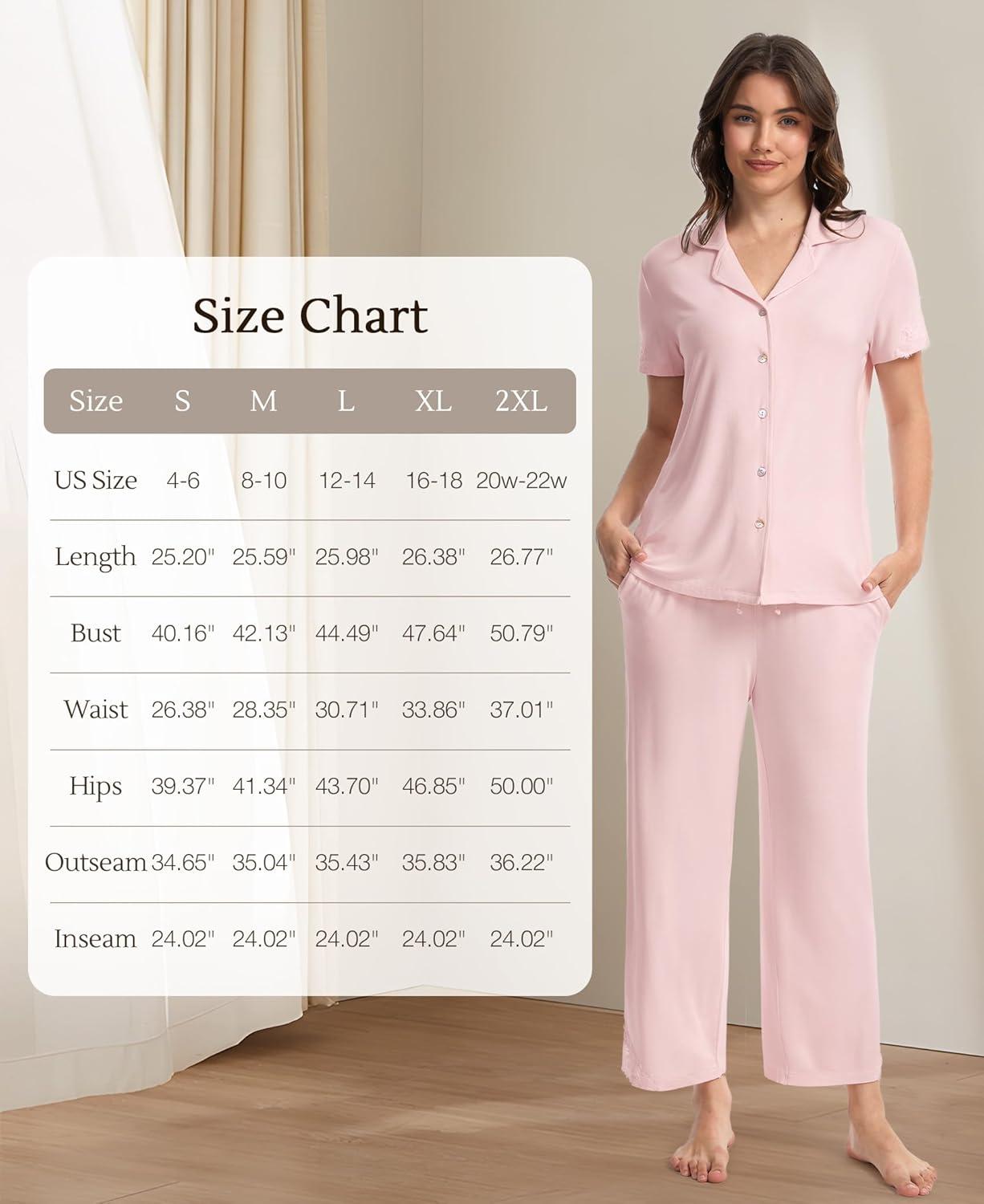 imageGYS Bamboo Viscose Pajamas for Women Set CloudSoft Short Sleeve Button Down Sleep Set with Pockets Comfy SleepwearDarkcyan