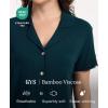GYS Bamboo Viscose Pajamas for Women Set, Cloud-Soft Short Sleeve Button Down Sleep Set​​ with Pockets, Comfy Sleepwear(Darkcyan)