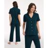 GYS Bamboo Viscose Pajamas for Women Set, Cloud-Soft Short Sleeve Button Down Sleep Set​​ with Pockets, Comfy Sleepwear(Darkcyan)
