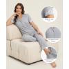 GYS Bamboo Viscose Pajamas for Women Set, Cloud-Soft Short Sleeve Button Down Sleep Set​​ with Pockets, Comfy Sleepwear(Light Heather Grey)