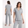 GYS Bamboo Viscose Pajamas for Women Set, Cloud-Soft Short Sleeve Button Down Sleep Set​​ with Pockets, Comfy Sleepwear(Light Heather Grey)