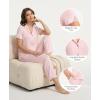 GYS Bamboo Viscose Pajamas for Women Set, Cloud-Soft Short Sleeve Button Down Sleep Set​​ with Pockets, Comfy Sleepwear(Pink)