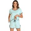 GYS Women’s Short Sleeve Pajama Sets Soft Bamboo Viscose Lounge Set with Shorts Summer Sleepwear Pj Sleep Set(Aqua)