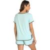 GYS Women’s Short Sleeve Pajama Sets Soft Bamboo Viscose Lounge Set with Shorts Summer Sleepwear Pj Sleep Set(Aqua)