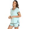 GYS Women’s Short Sleeve Pajama Sets Soft Bamboo Viscose Lounge Set with Shorts Summer Sleepwear Pj Sleep Set(Aqua)