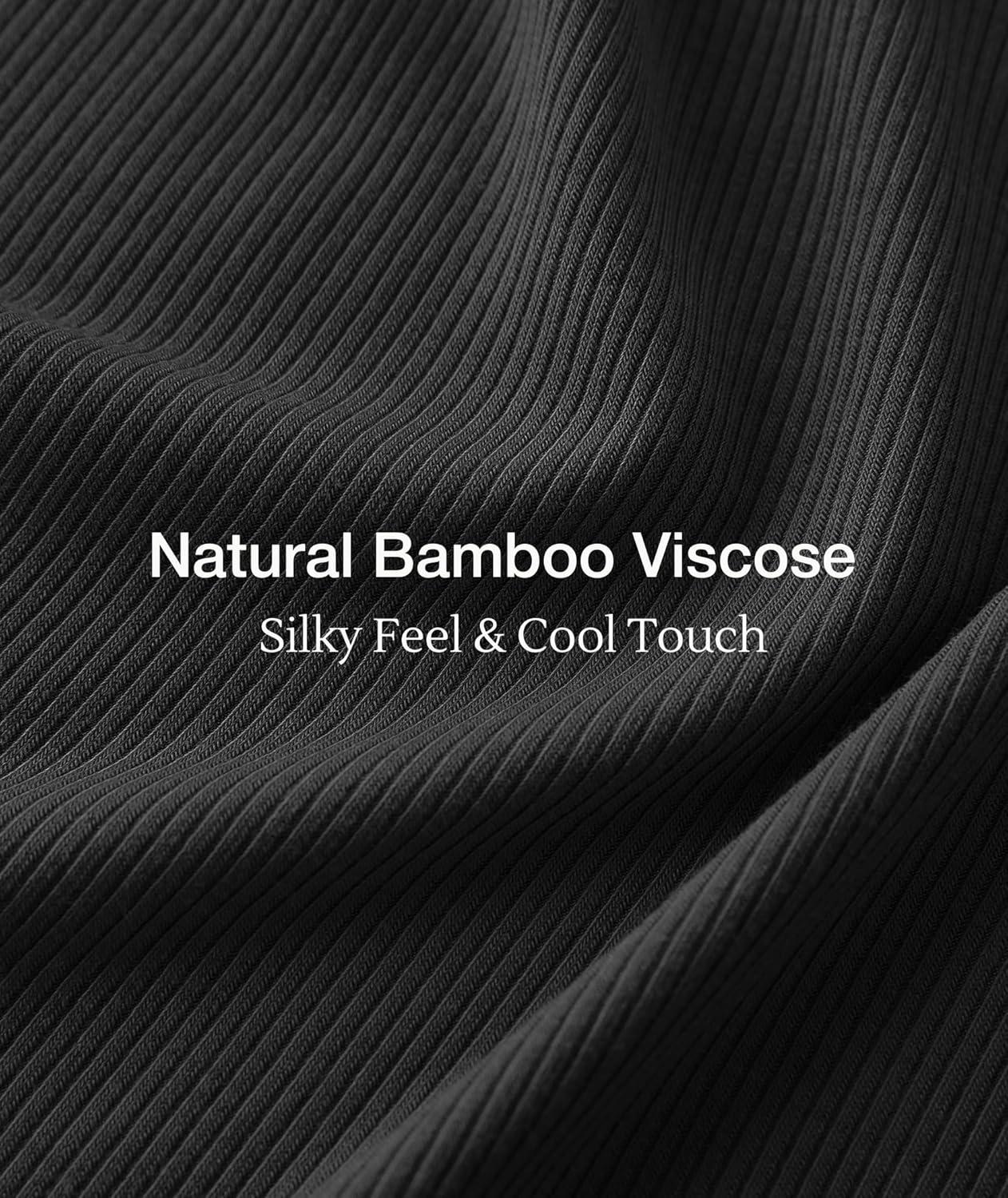 imageGYS Bamboo Viscose Womens Lounge Set 2 Piece Matching Fitted Loungewear Set Soft VNeck Tshirt and Shorts Pajama SetsBlack