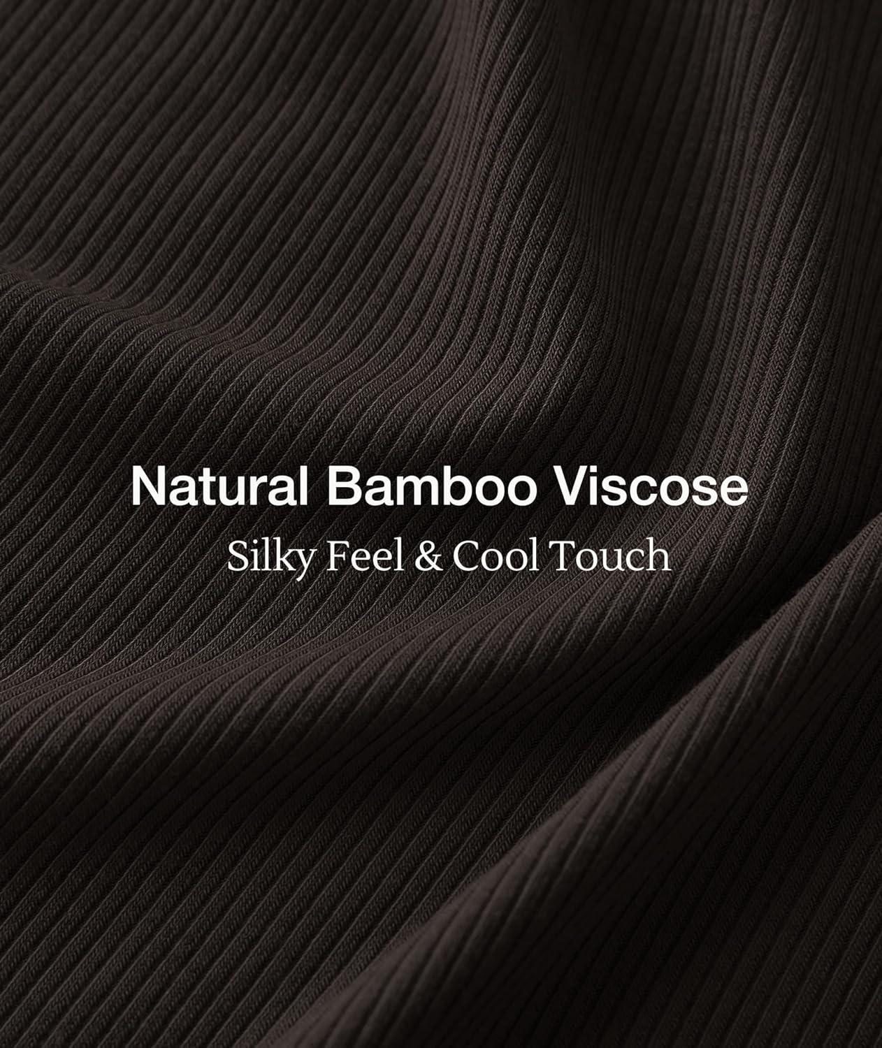imageGYS Bamboo Viscose Womens Lounge Set 2 Piece Matching Fitted Loungewear Set Soft VNeck Tshirt and Shorts Pajama SetsChocolate