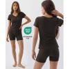 GYS Bamboo Viscose Women’s Lounge Set, 2 Piece Matching Fitted Loungewear Set, Soft V-Neck T-shirt and Shorts Pajama Sets(Chocolate)