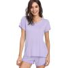 GYS Women’s Bamboo Viscose Pajama Sets – Cooling Short Sleeve Sleepwear for Night Sweats, Moisture Wicking Summer Pjs(Taro Purple)