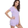 GYS Women’s Bamboo Viscose Pajama Sets – Cooling Short Sleeve Sleepwear for Night Sweats, Moisture Wicking Summer Pjs(Taro Purple)