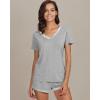 GYS Women’s Bamboo Viscose Pajama Sets – Cooling Short Sleeve Sleepwear for Night Sweats, Moisture Wicking Summer Pjs(V-neck Heather Grey)