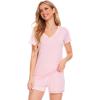 GYS Women’s Bamboo Viscose Pajama Sets – Cooling Short Sleeve Sleepwear for Night Sweats, Moisture Wicking Summer Pjs(V-neck Pink1)