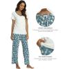 GYS Womens Bamboo Viscose Pajamas Set Super Soft Short Sleeve Top and Pants Pj Sleepwear Sets(Ocean Green)