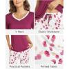 GYS Womens Bamboo Viscose Pajamas Set Super Soft Short Sleeve Top and Pants Pj Sleepwear Sets(Purplish Red)