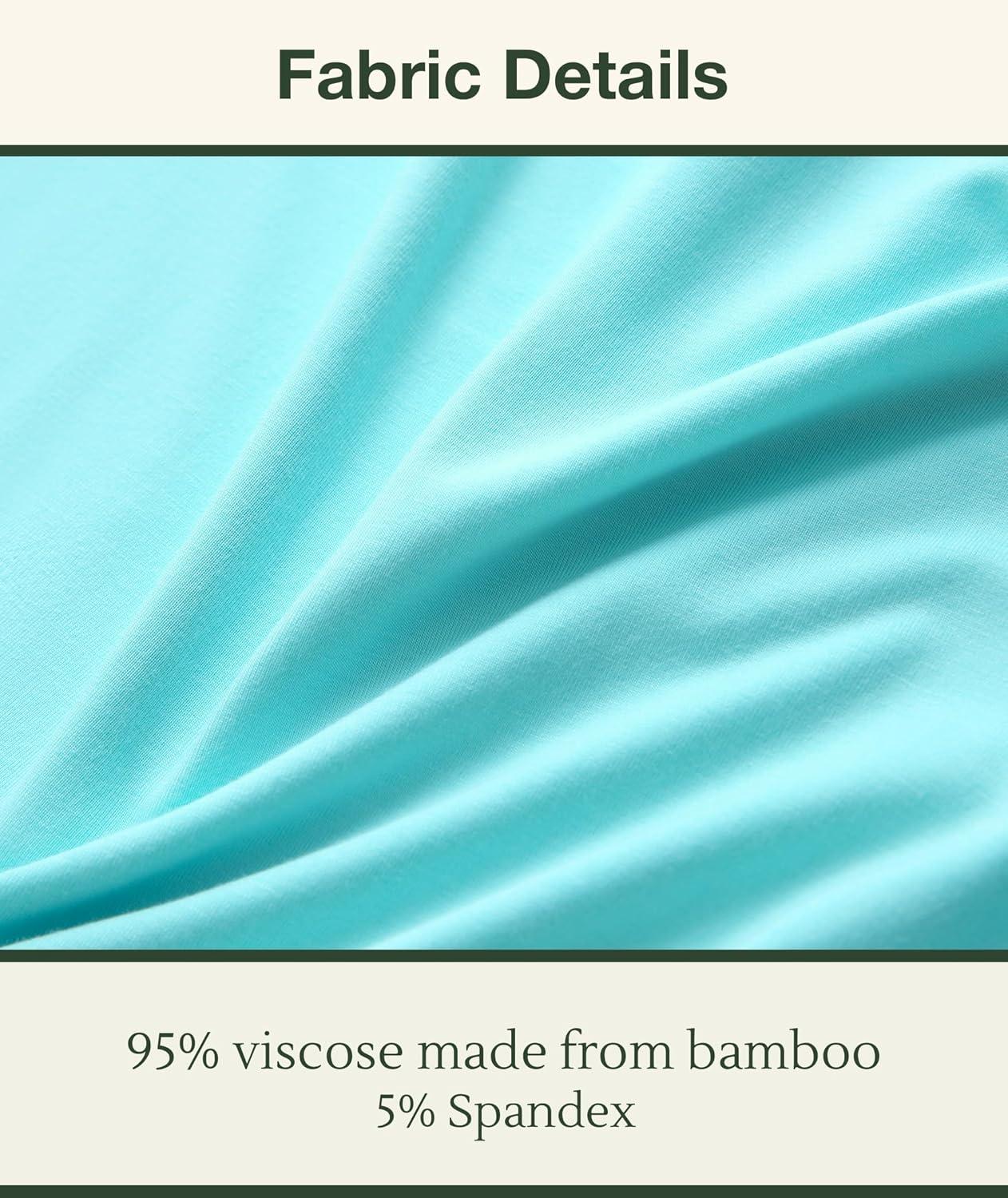 imageGYS Bamboo Viscose Womens Nightgowns Classic Short Sleeve V Neck Sleep DressAqua