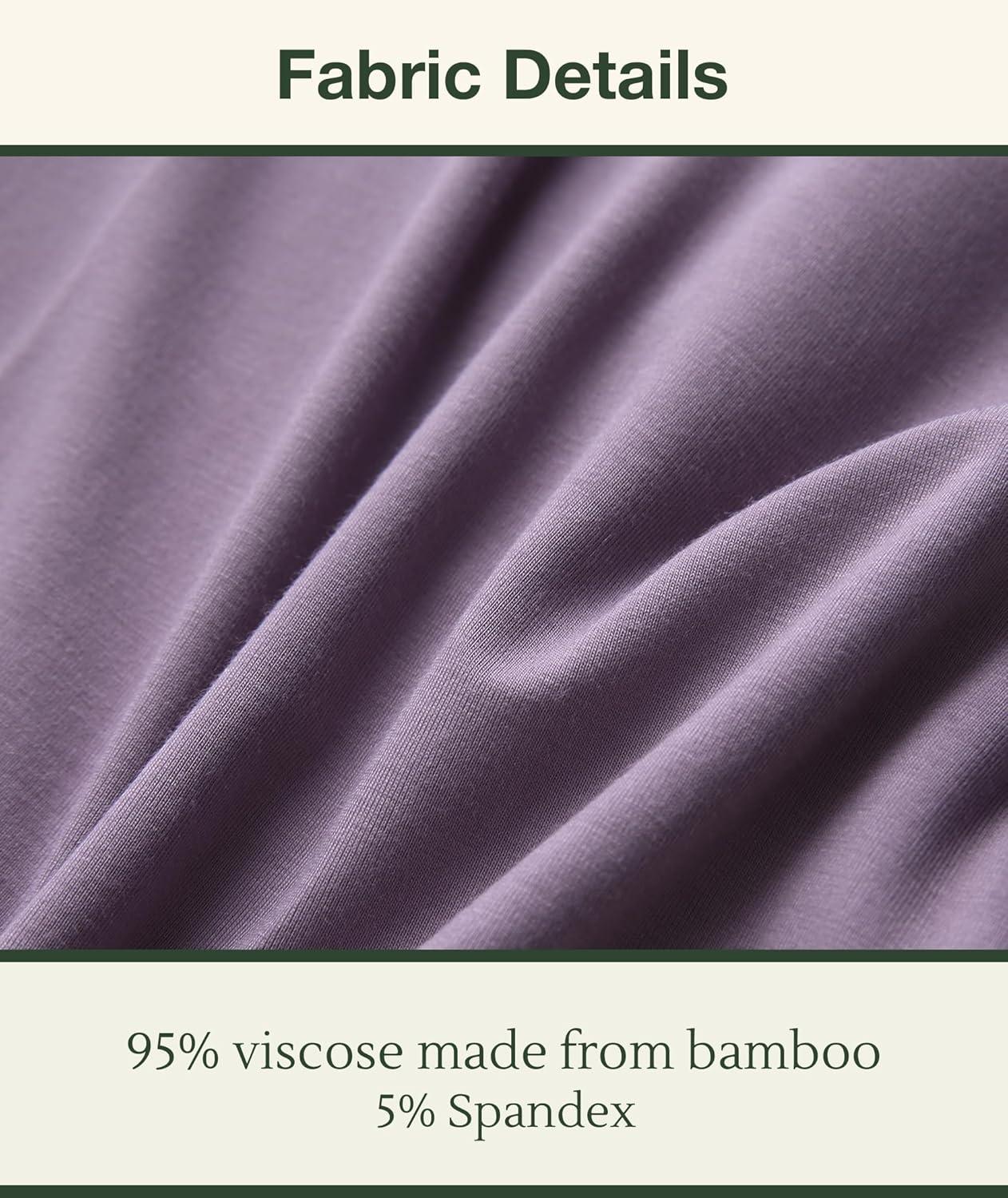 imageGYS Bamboo Viscose Womens Nightgowns Classic Short Sleeve V Neck Sleep DressViolet