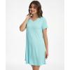 GYS Bamboo Viscose Women’s Nightgowns Classic Short Sleeve V Neck Sleep Dress(Aqua)