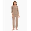 GYS Bamboo Viscose Women’s Pajama Sets Comfy 3/4 Sleeve Sleepwear Sets with Pockets(Camel)