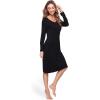 GYS Bamboo Viscose Women’s Nightgowns Long Sleeve V Neck Sleepshirts(B-black)