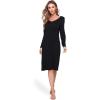 GYS Bamboo Viscose Women’s Nightgowns Long Sleeve V Neck Sleepshirts(B-black)