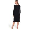GYS Bamboo Viscose Women’s Nightgowns Long Sleeve V Neck Sleepshirts(B-black)