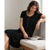 GYS House Dress for Women Puff Short Sleeve Moo Moos Pleated Bamboo Viscose Nightgowns Mumu Dresses(Black)