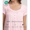 GYS House Dress for Women Puff Short Sleeve Moo Moos Pleated Bamboo Viscose Nightgowns Mumu Dresses(Pink)
