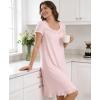 GYS House Dress for Women Puff Short Sleeve Moo Moos Pleated Bamboo Viscose Nightgowns Mumu Dresses(Pink)