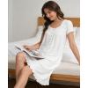 GYS House Dress for Women Puff Short Sleeve Moo Moos Pleated Bamboo Viscose Nightgowns Mumu Dresses(White)
