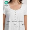 GYS House Dress for Women Puff Short Sleeve Moo Moos Pleated Bamboo Viscose Nightgowns Mumu Dresses(White)