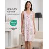 GYS Womens Bamboo-Derived Viscose Nightgowns Soft Sleeveless V Neck Nightdress Lightweight Sleep Shirt S-4XP(D- Pink Floral​)