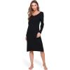 GYS Bamboo Viscose Women’s Nightgowns Long Sleeve V Neck Sleepshirts(B-black)