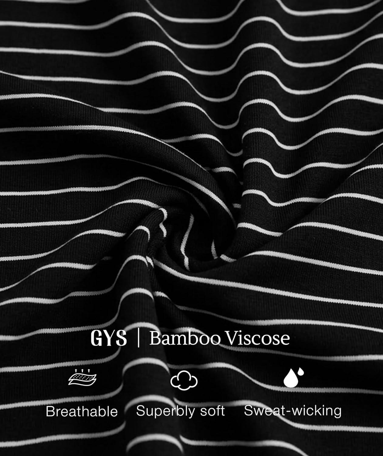 imageGYS Bamboo Viscose Womens Pajama Sets 2 Piece Soft Short Sleeve Shirt and Bermuda Shorts Pajamas Set Lounge SetsBlack Stripe