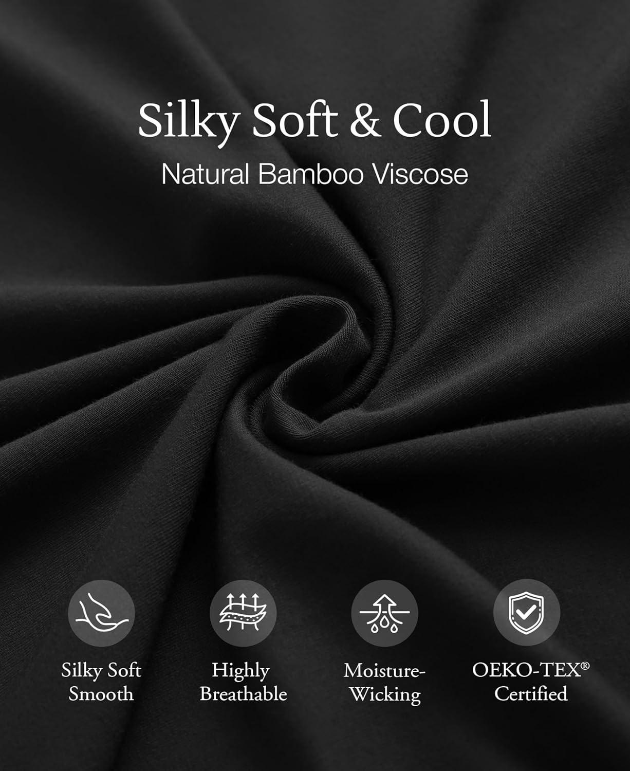 imageGYS Womens Bamboo Viscose Kimono Robes Soft Knit Bathrobe with Pockets and Fixed Waist Belt for Spa Hotel amp HomeBlack